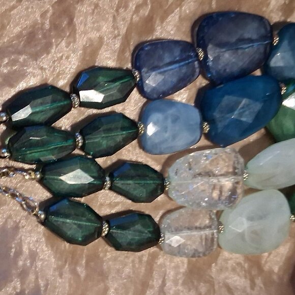 Multi-Color Faux Chalcedony 2 Strand Necklace - Picture 2 of 5